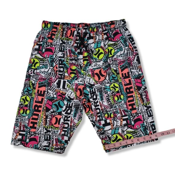 NWT Boys XL HURLEY Multi Neon Colored Graffiti Swim Board Shorts - Picture 6 of 9